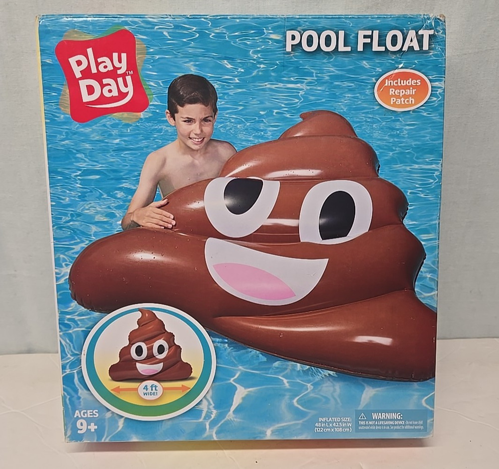 Pool Float Inflatable Brown Poop Emoji Play Day
